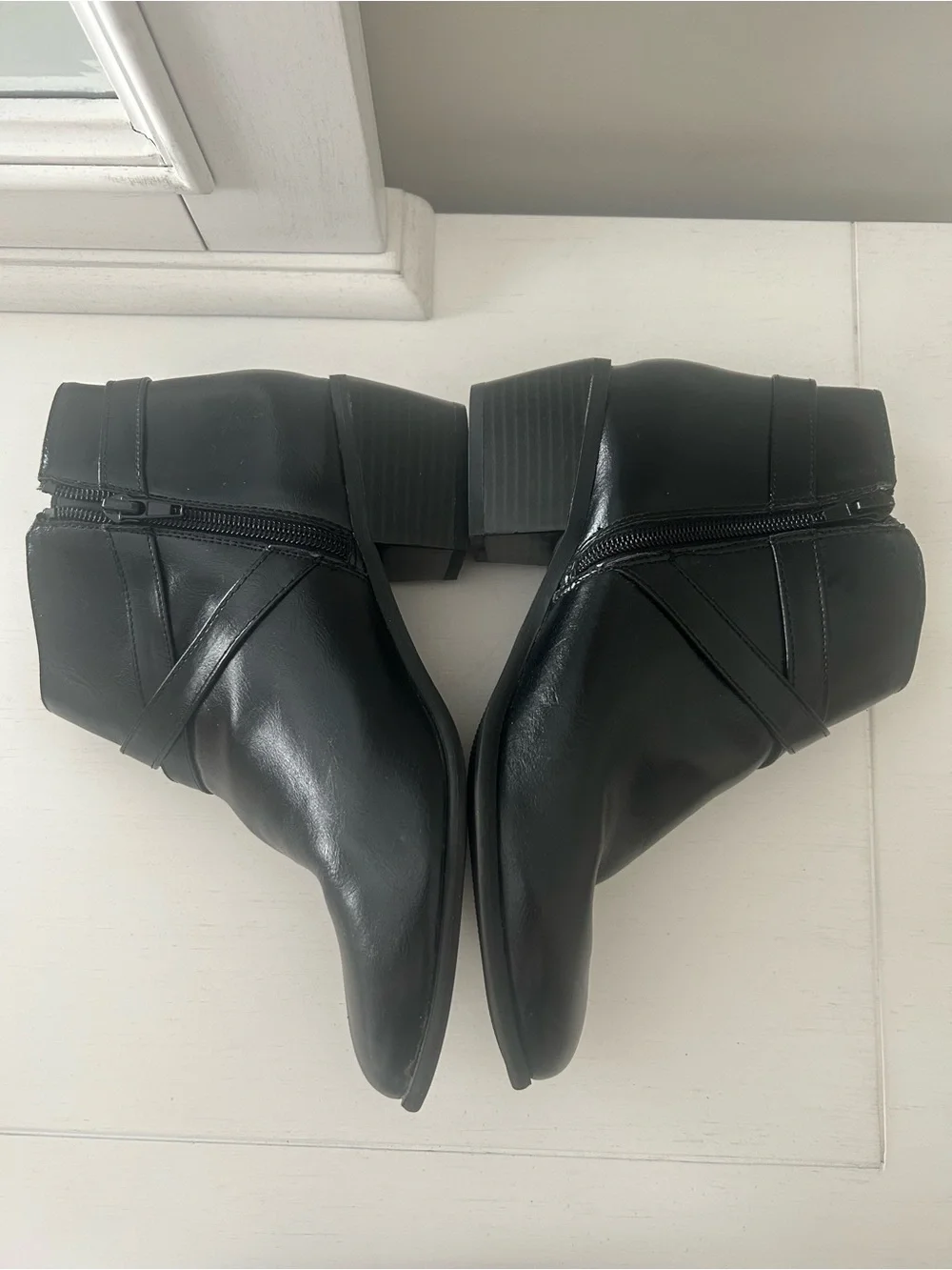 Karen Scott Black Leather Ankle Boot with Buckle Strap